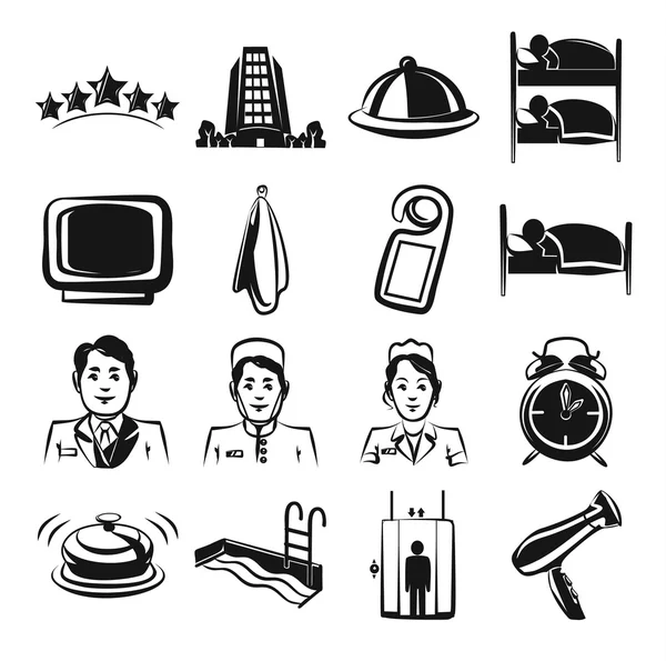 Hotel black Icons set — Stock Vector