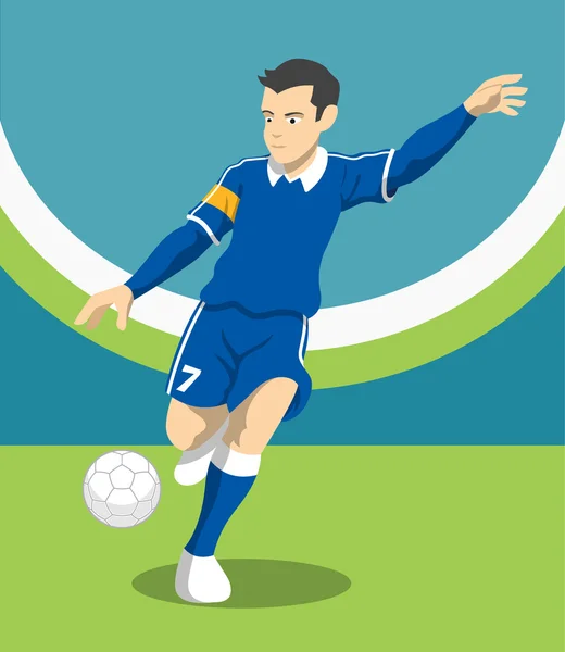 Giocatore di calcio. Illustrazione piatta vettoriale — Vettoriale Stock