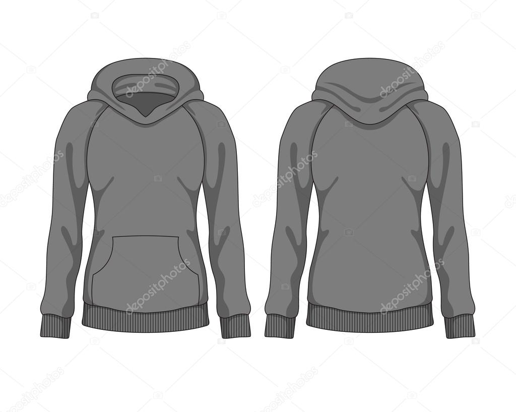 Woman hoodie. Vector template