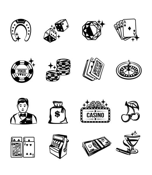 Vector casino negro icono conjunto — Vector de stock