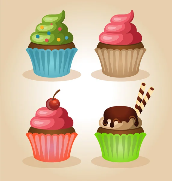 Vector cupcake set — Stock Vector