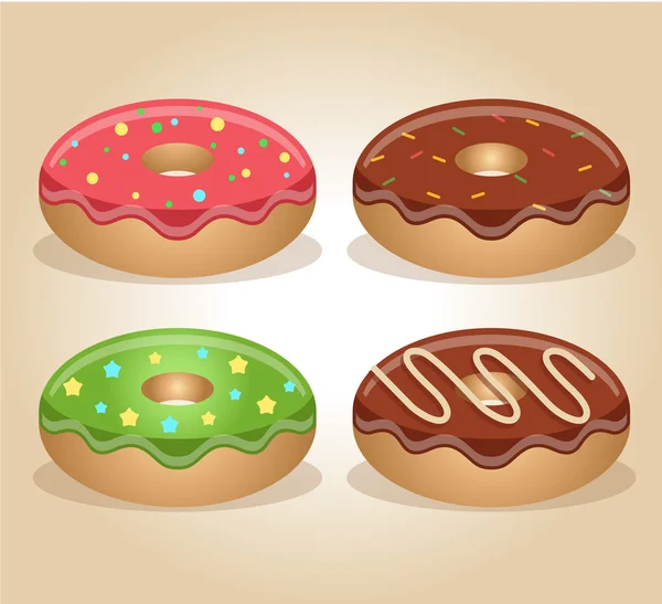 Conjunto de ilustrações de donuts vetoriais — Vetor de Stock