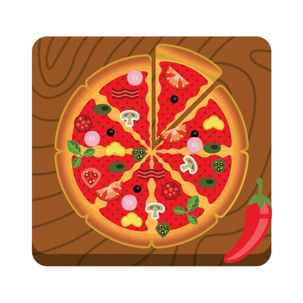 Pizza vector ilustración plana — Archivo Imágenes Vectoriales