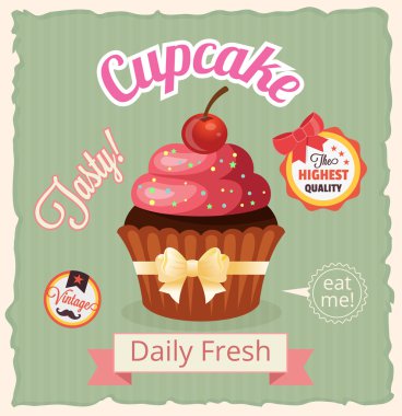 Vektör cupcake afiş