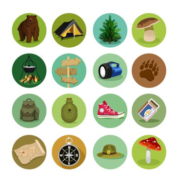 Vektör kamp düz Icon set