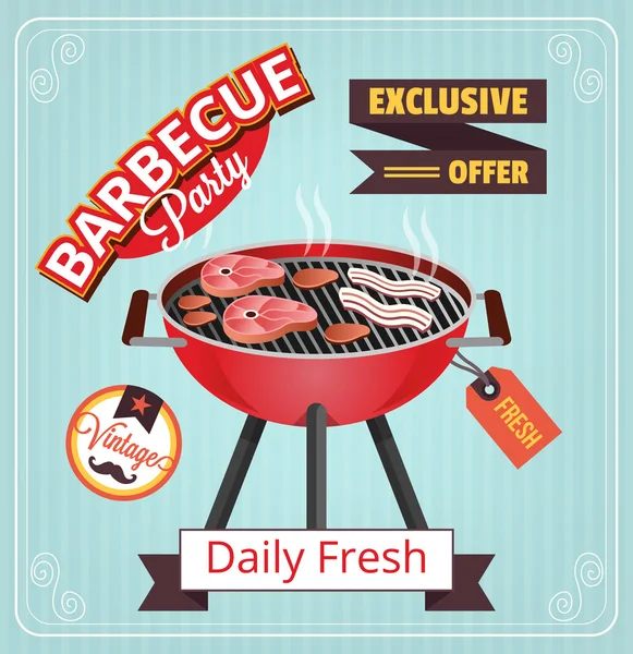 Illustrazione banner barbecue vettoriale — Vettoriale Stock