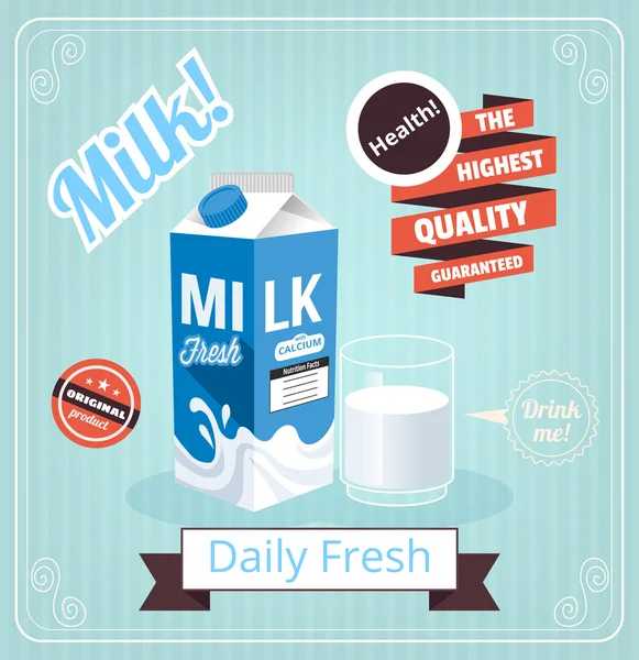 Banner de leche vectorial — Vector de stock