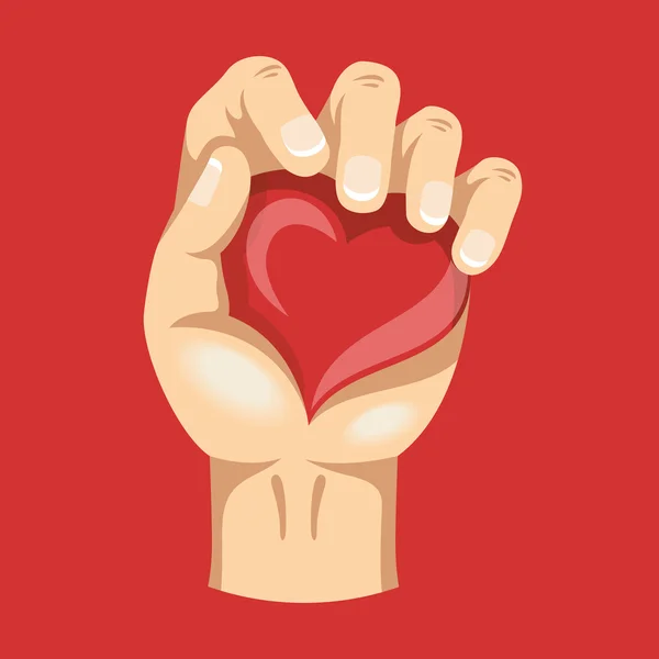 Hand houdt hart. Vectorillustratie — Stockvector