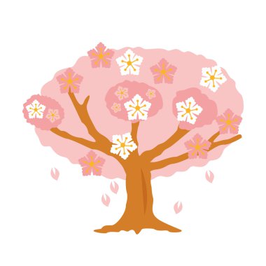 Kiraz çiçeği ağaç vektör çizim