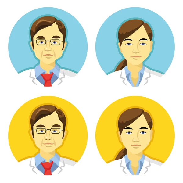 Vetor médicos avatares ícones conjunto — Vetor de Stock