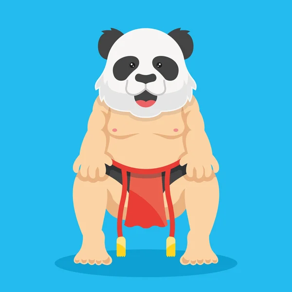 Lindo divertido luchador de sumo panda mascota vector ilustración — Archivo Imágenes Vectoriales