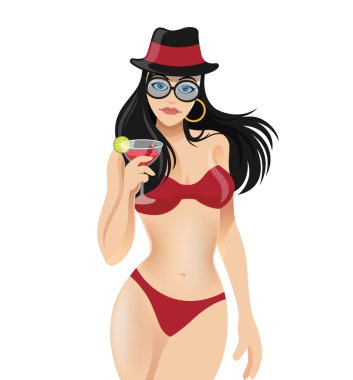 Vektör bikini kız çizim