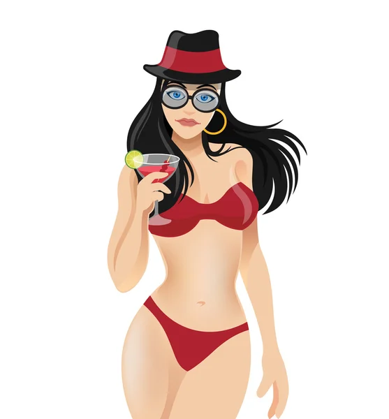 Vector bikini girl illustration — Stock Vector