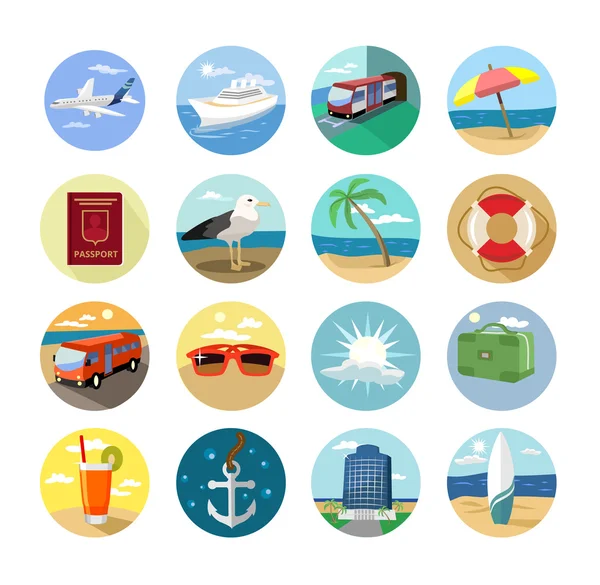 Set di icone piatte per vacanze vettoriali — Vettoriale Stock