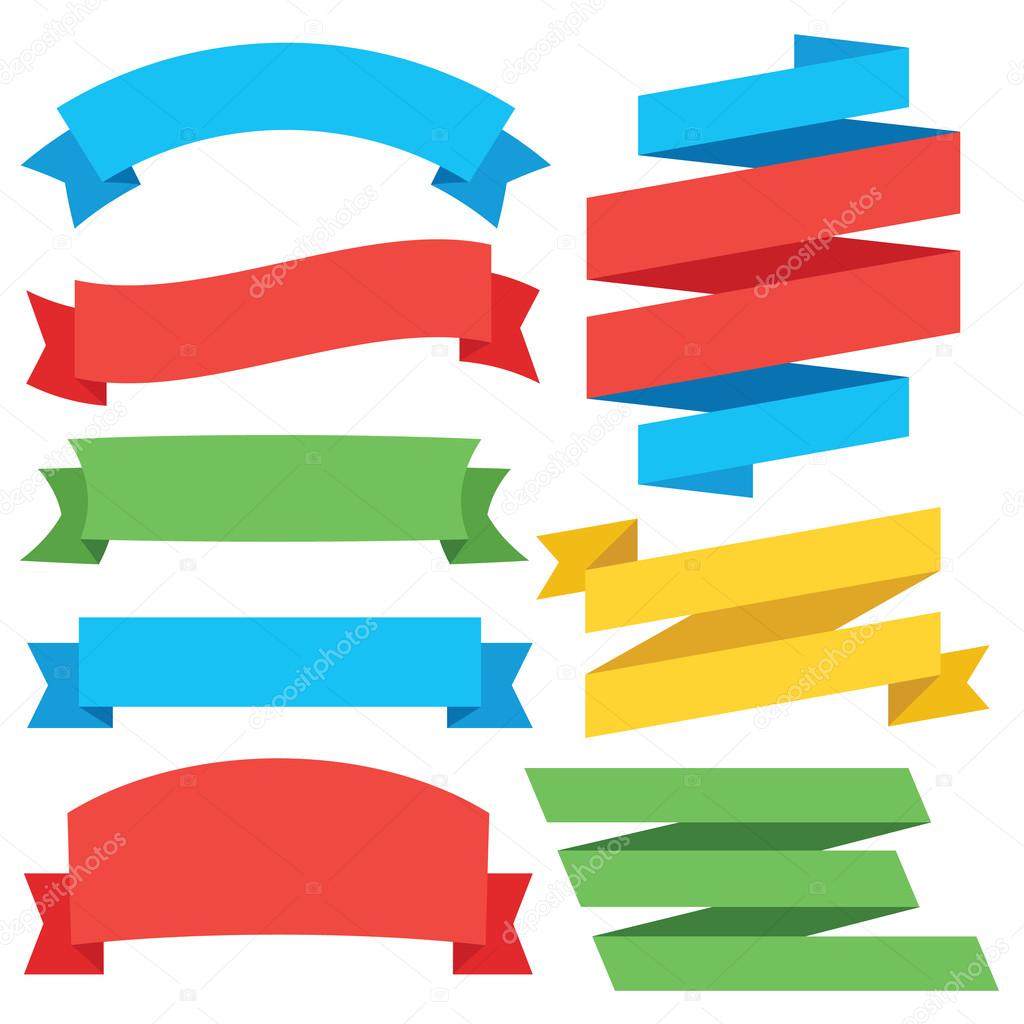 Vector set of colorful flat ribbons