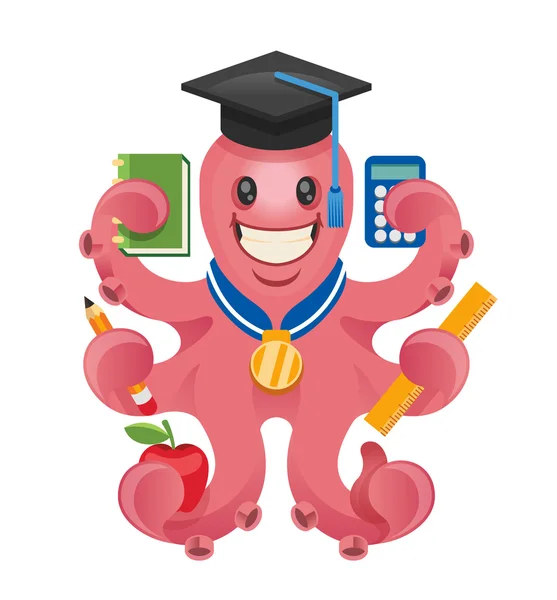 Octopus teacher. Vector illustration — Stock Vector