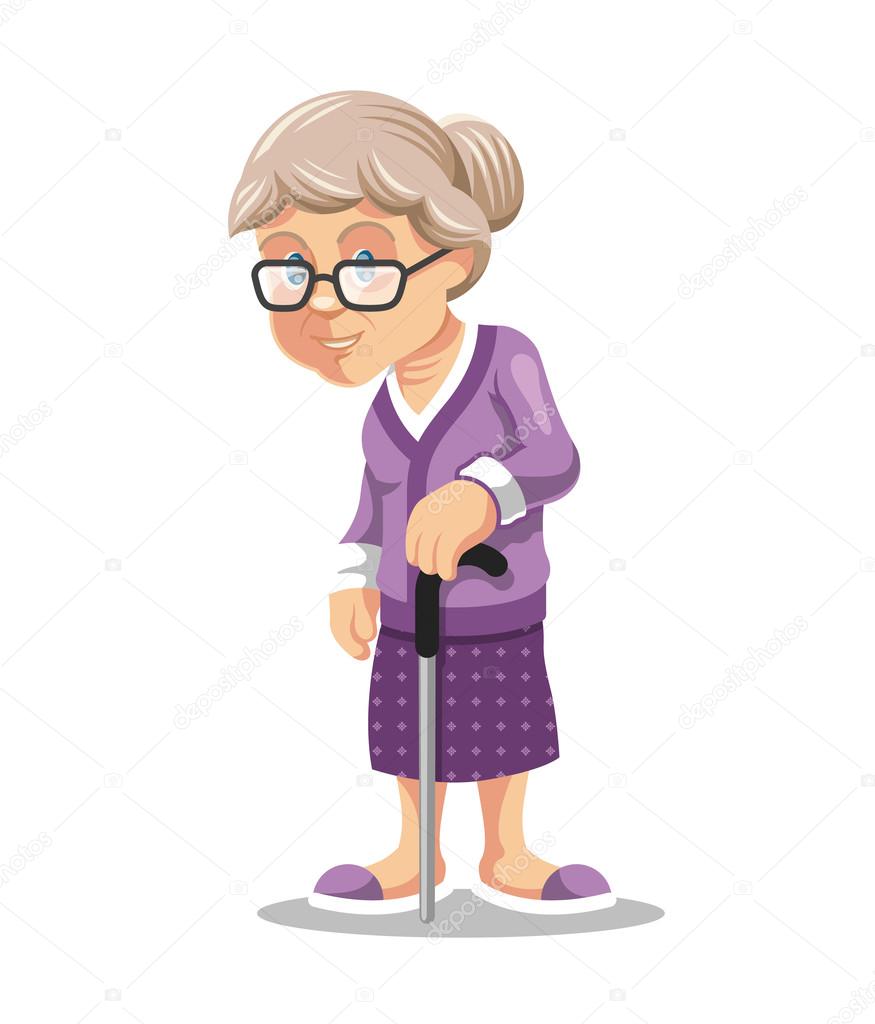 Vector cute old woman illustration