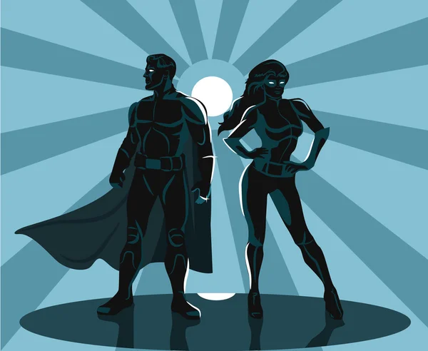 Superheroes silhouette vector illustration — Stock Vector