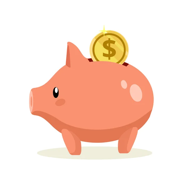 Vector flat piggy bank illustration — Stock Vector