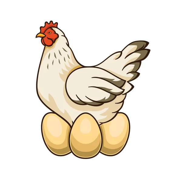 Vectoe κοτόπουλο και τα αυγά εικονογράφηση — Διανυσματικό Αρχείο