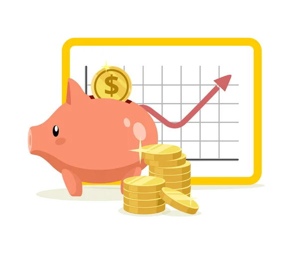 Vector piggy bank flat illustration — Stock Vector