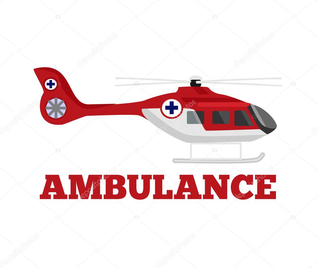 Vector ambulance helicopter flat illustration