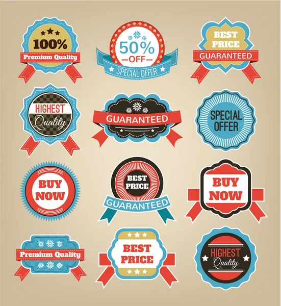 Vector vintage badges, stickers, ribbons, banners and labels. — Stock Vector