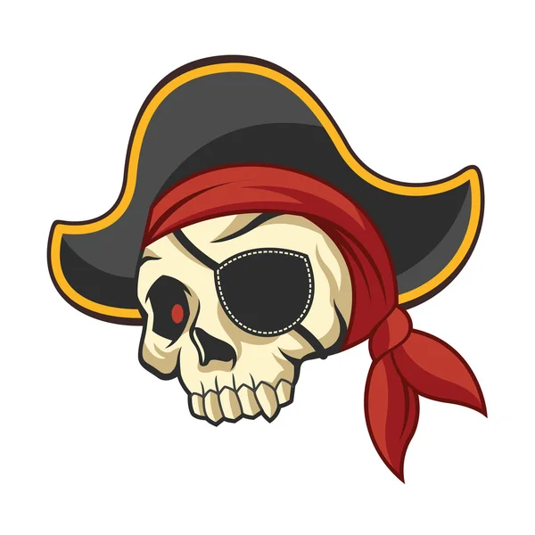 Vector pirata cráneo ilustración — Vector de stock