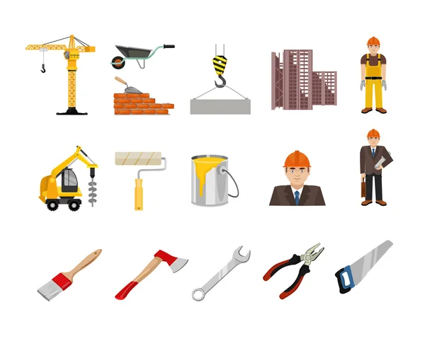 Conjunto de iconos planos de construcción vectorial — Archivo Imágenes Vectoriales