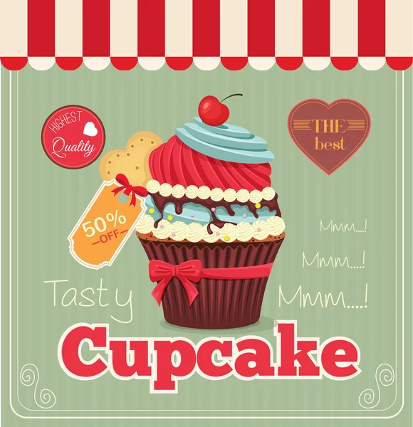 Vector flat cupcake banner illustration — Stock Vector