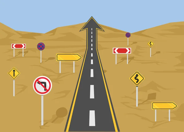 Vecteur route droite illustration plate — Image vectorielle