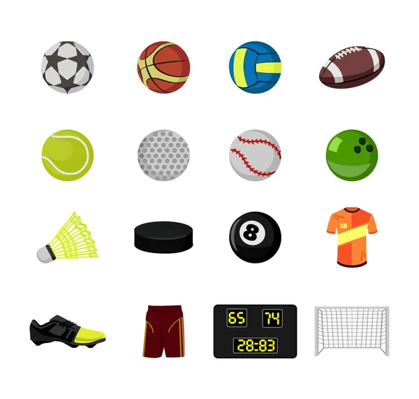 Wektor sportu piłki płaski zestaw ikon — Wektor stockowy