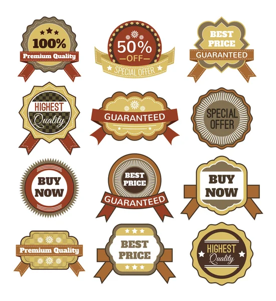 Vector vintage badges, stickers, ribbons, banners and labels. Creative graphic design illustrations — Stock Vector