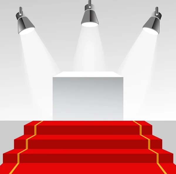 Socle lumineux avec tapis rouge — Image vectorielle