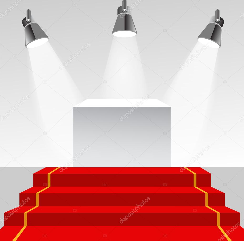 Illuminated pedestal with red carpet