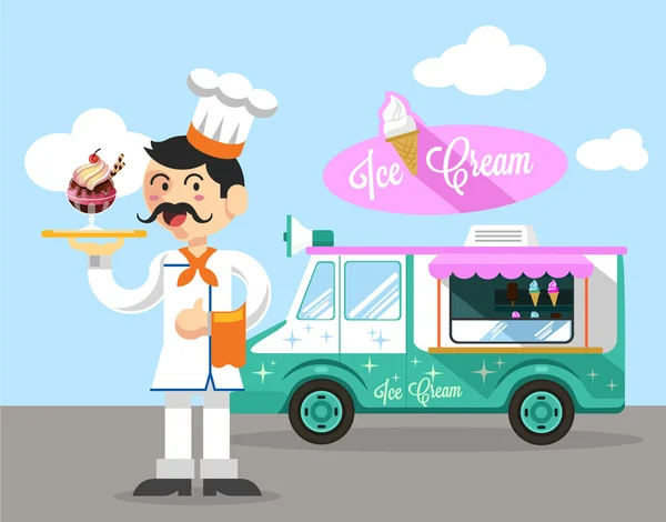 Ilustración de helado plano vectorial — Archivo Imágenes Vectoriales