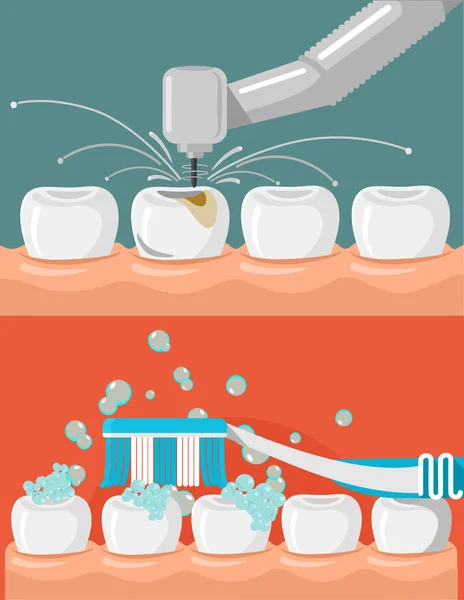 Set de ilustración estomatológica plana vectorial — Archivo Imágenes Vectoriales