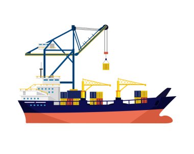 Vektör gemi düz çizim