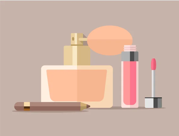 Ilustracja wektorowa kosmetyki płaski — Wektor stockowy