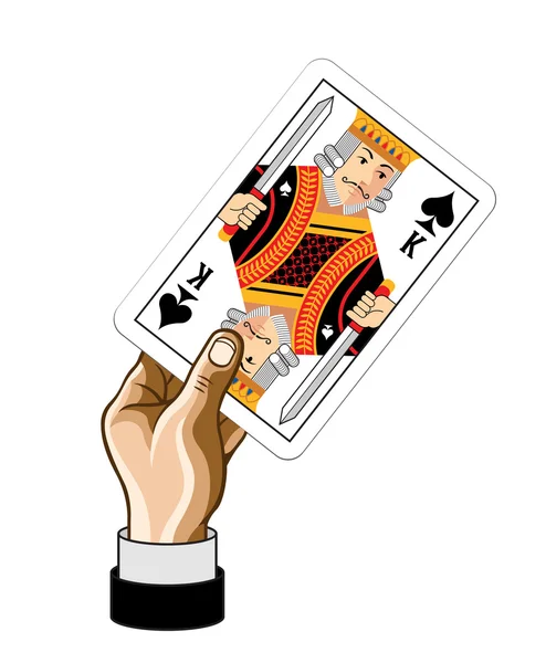 Vector King carte de jeu avec la main — Image vectorielle