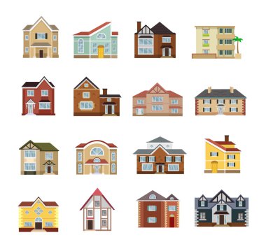 Vektör evi düz Icon set