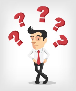 Business man thinking. Vector flat illustration clipart