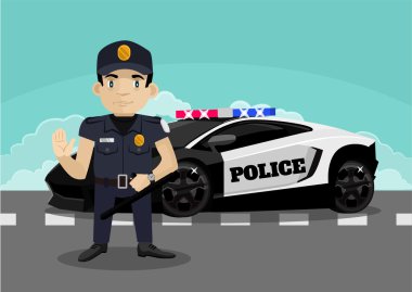 Polis dur vektör düz çizim
