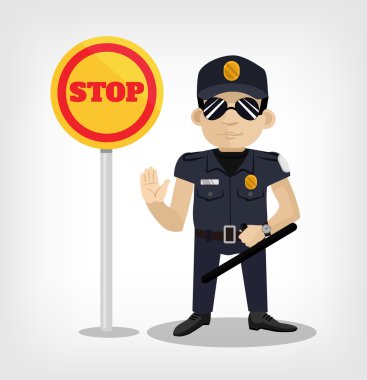 Polis dur işareti ile. Vektör düz çizim