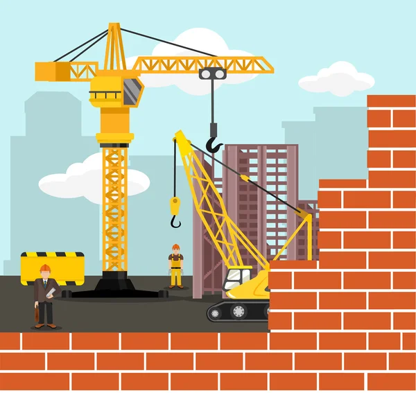 Construção e construção vetor plana ilustração —  Vetores de Stock
