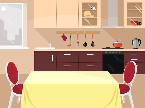 Vektör mutfak düz çizim