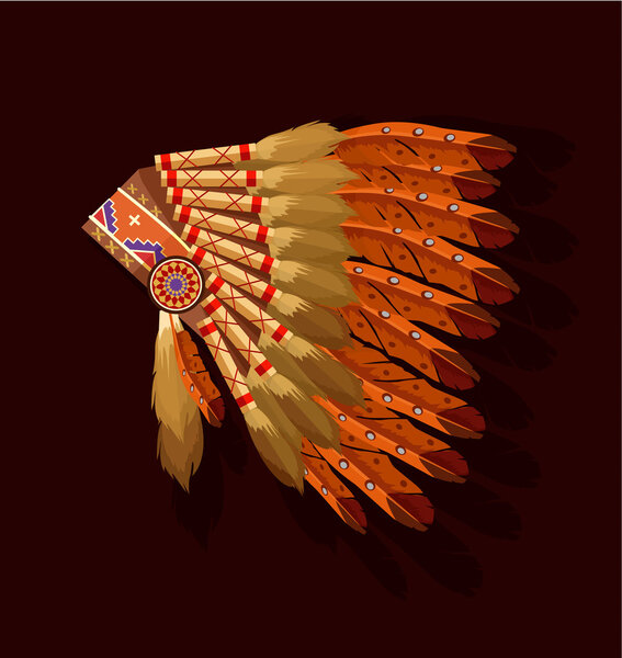 Indian chief headdress. Vector flat illustration