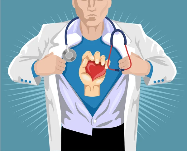 Doctor superhéroe. Ilustración plana del vector — Vector de stock