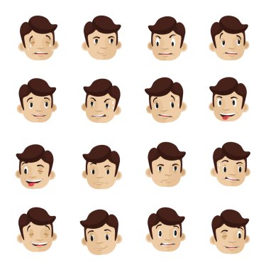 duygusal kafa düz Icons set