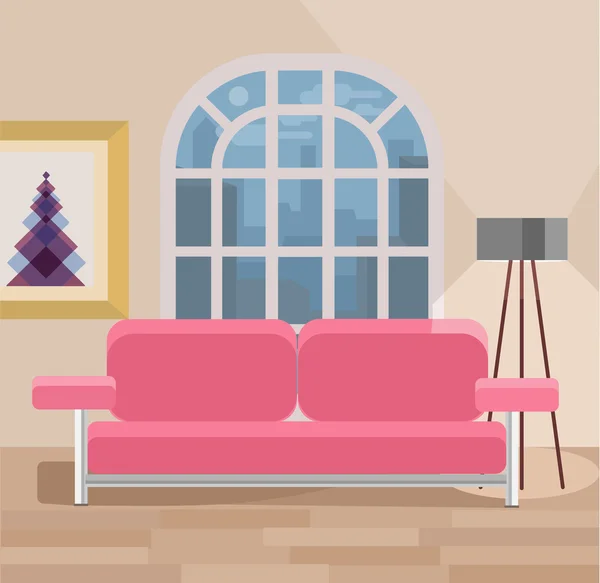 Sala de estar vector ilustración plana — Vector de stock